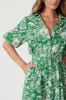 March Midi Shirt Dress In Green And White Floral Cotton sold by St Frock
