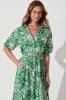 March Midi Shirt Dress In Green And White Floral Cotton sold by St Frock