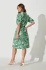 March Midi Shirt Dress In Green And White Floral Cotton sold by St Frock