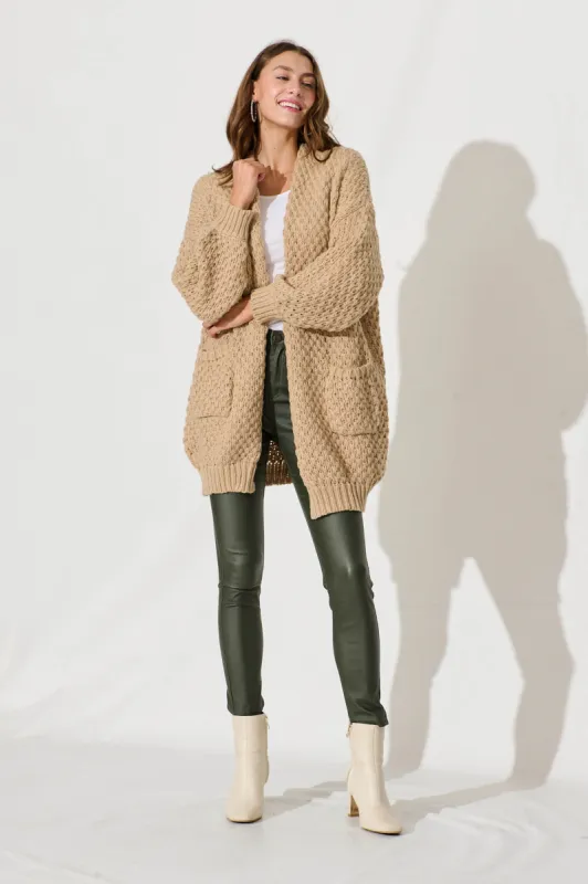 Tranquil Knit Cardigan In Beige Wool Blend sold by St Frock