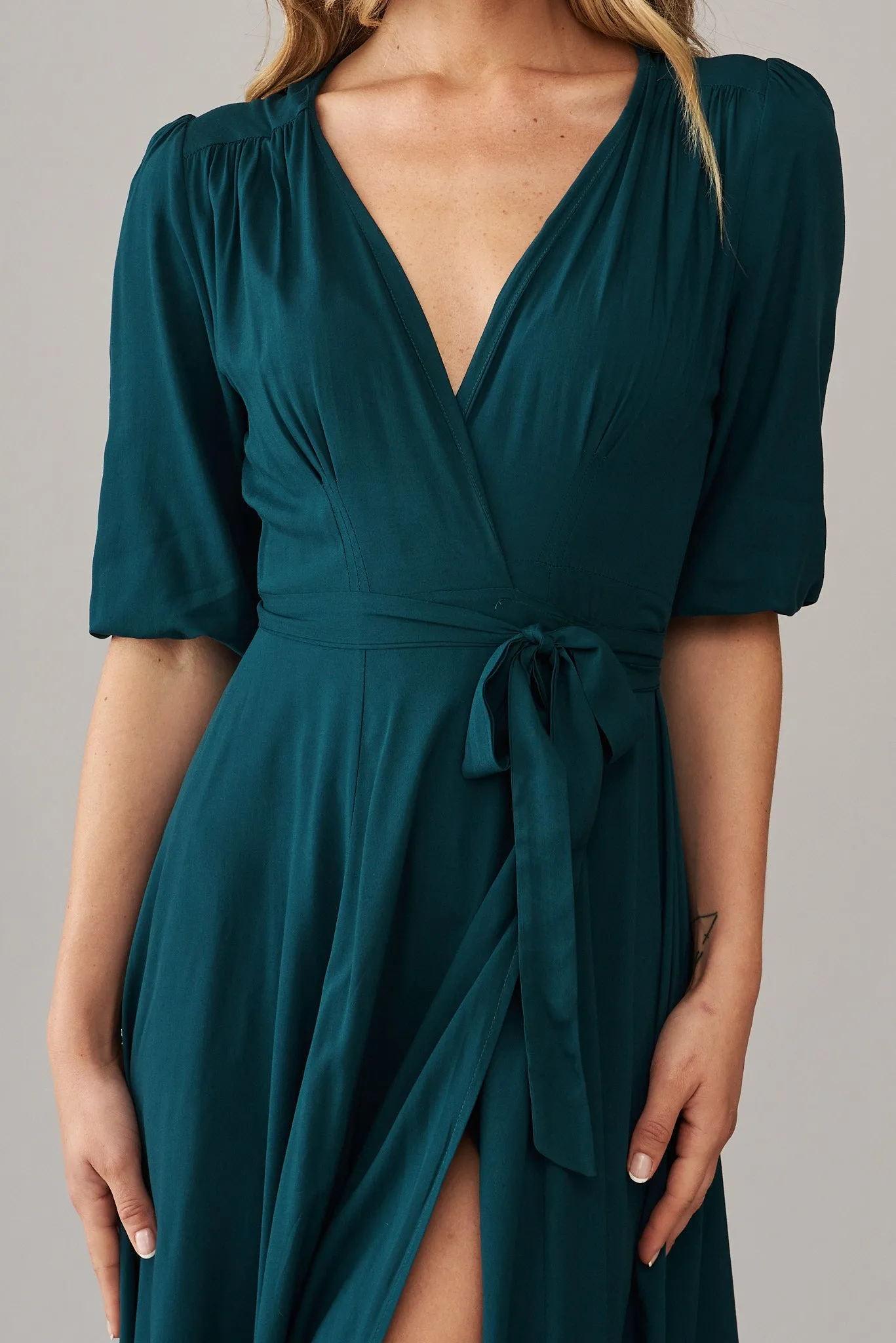 Ronda Maxi Wrap Dress In Emerald sold by St Frock product image thumbnail 2