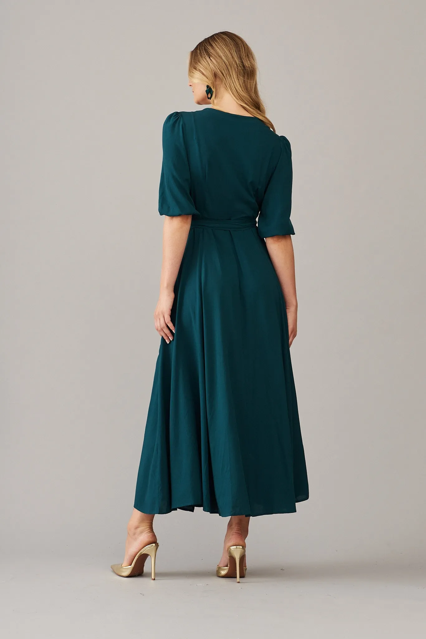 Ronda Maxi Wrap Dress In Emerald sold by St Frock product image thumbnail 5