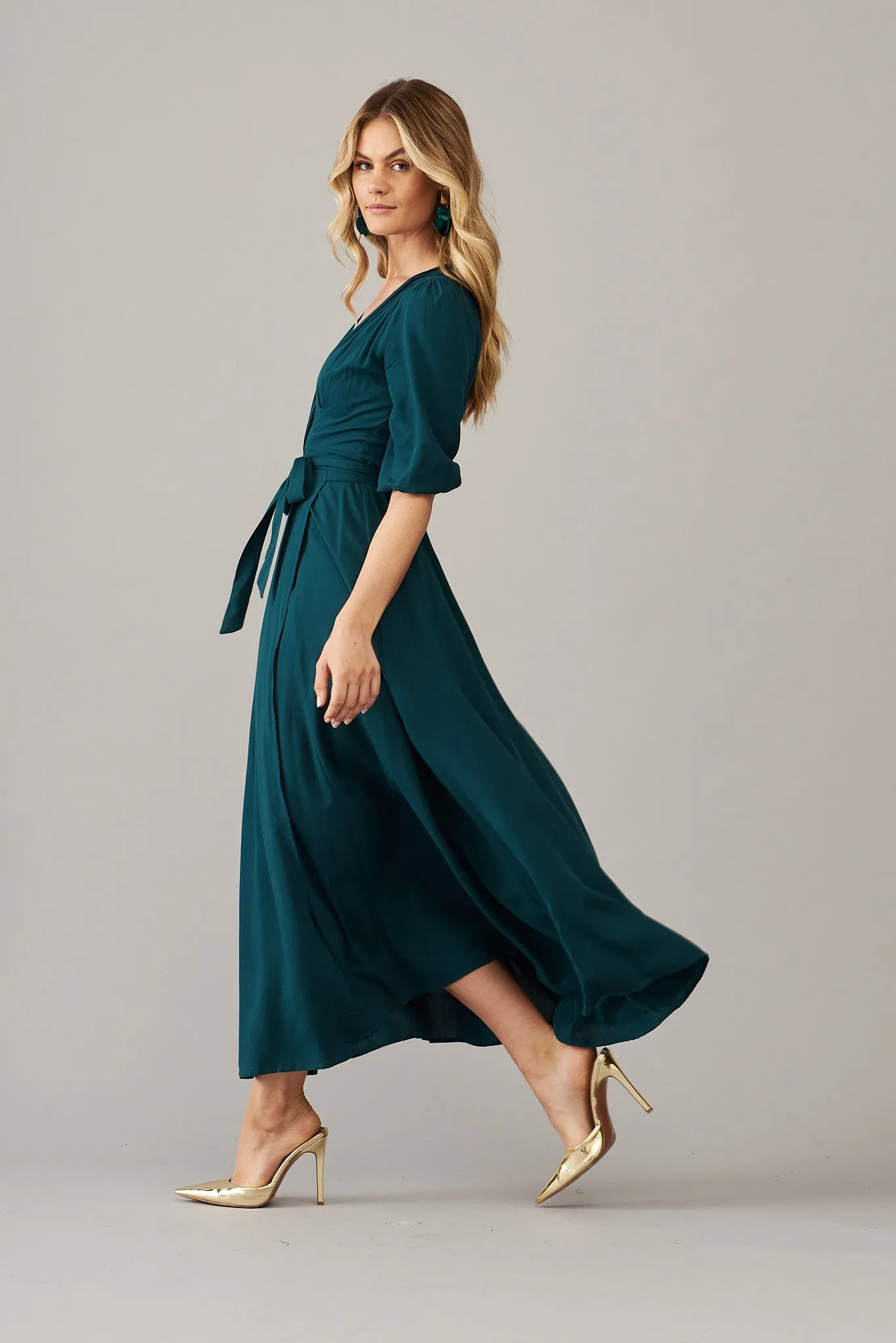 Ronda Maxi Wrap Dress In Emerald sold by St Frock product image thumbnail 3
