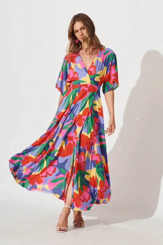 Rondi Maxi Wrap Dress With Multi Floral Print sold by St Frock