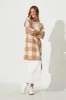 Dina Hood Knit Cardigan In Brown Check Wool Blend sold by St Frock