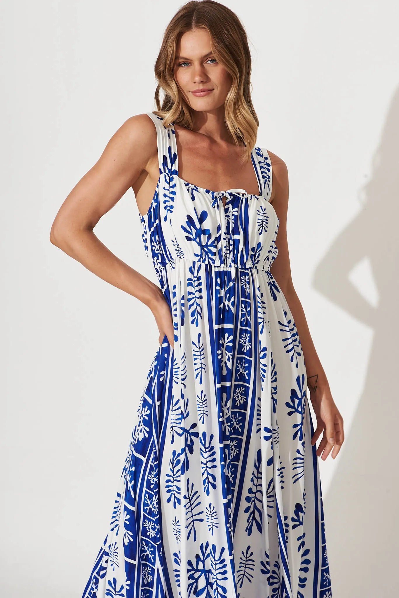 Kita Maxi Dress In Cobalt With White Print sold by St Frock product image thumbnail 2
