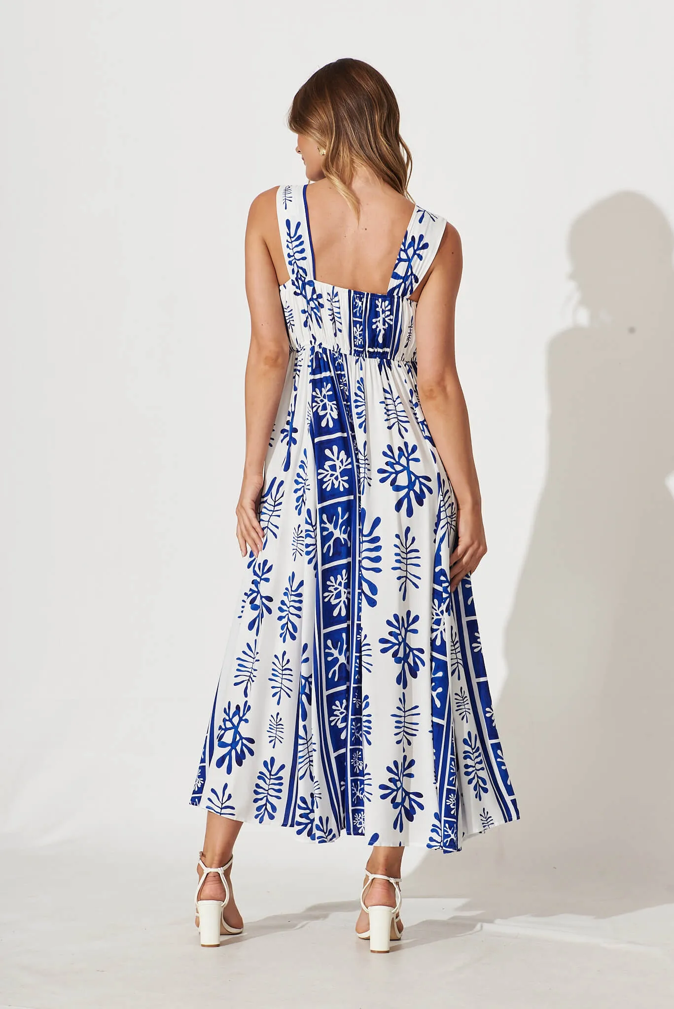 Kita Maxi Dress In Cobalt With White Print sold by St Frock product image thumbnail 4