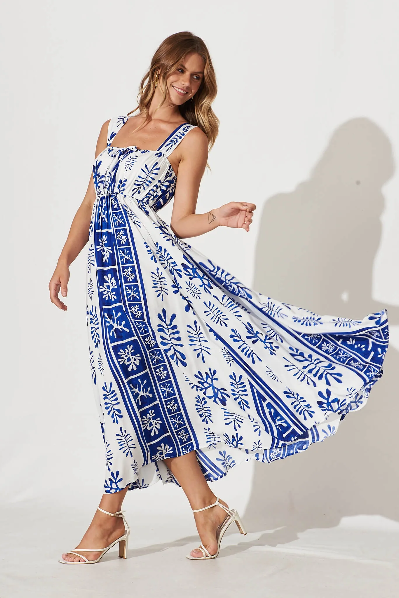 Kita Maxi Dress In Cobalt With White Print sold by St Frock product image thumbnail 3