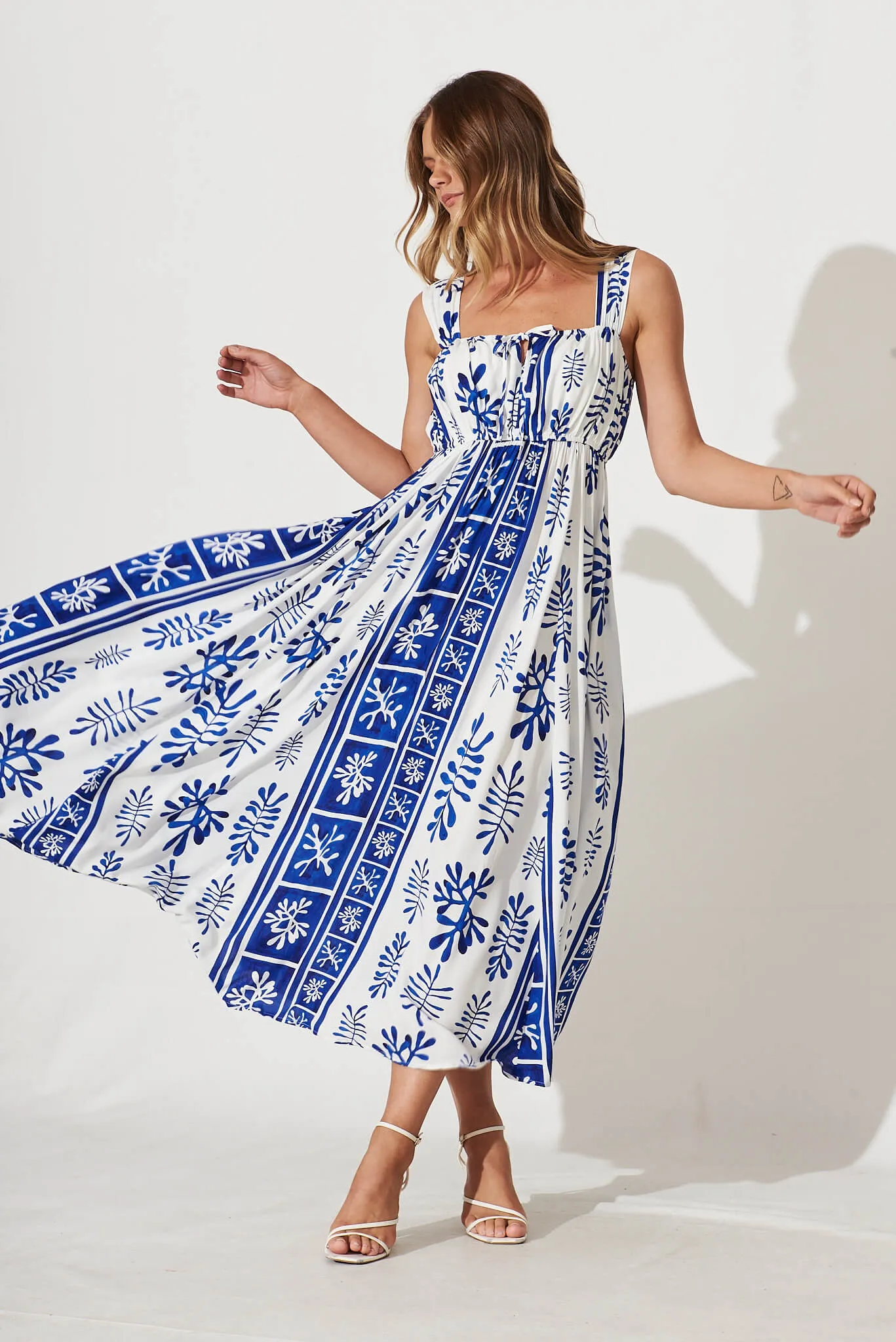 Kita Maxi Dress In Cobalt With White Print sold by St Frock product image thumbnail 5