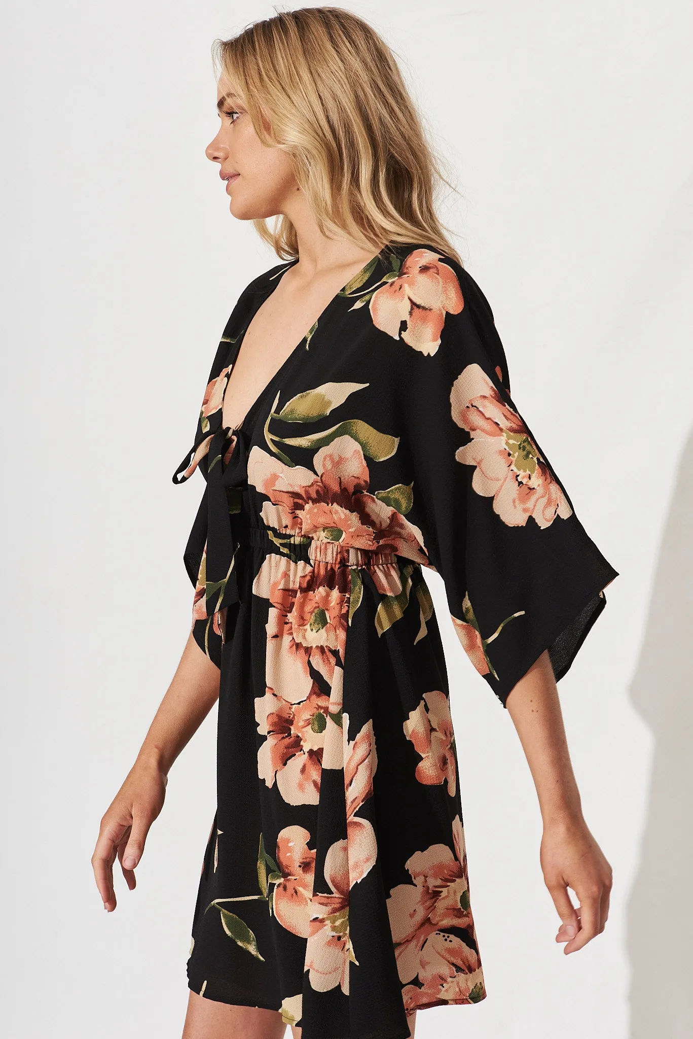 Ava Dress In Black With Blush Floral sold by St Frock product image thumbnail 3