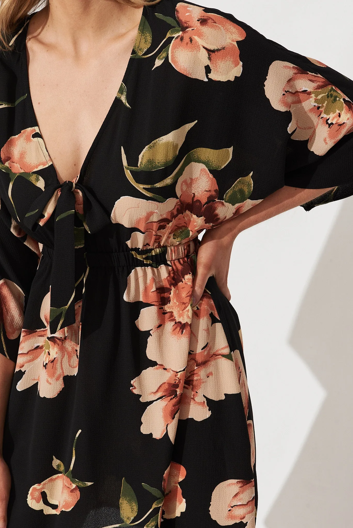 Ava Dress In Black With Blush Floral sold by St Frock product image thumbnail 5