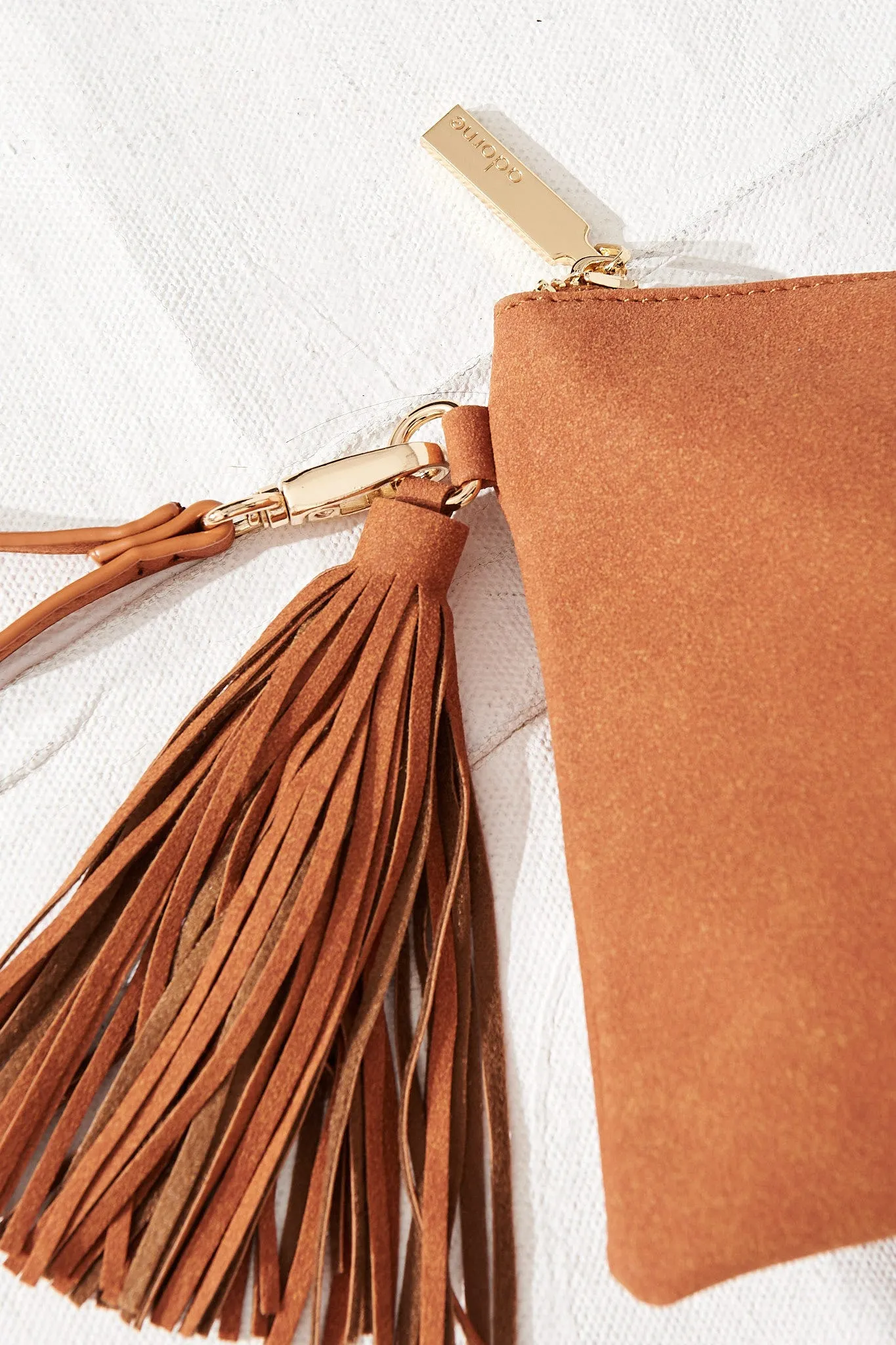 august + delilah Elithe Clutch in Tan Suede sold by St Frock product image thumbnail 5