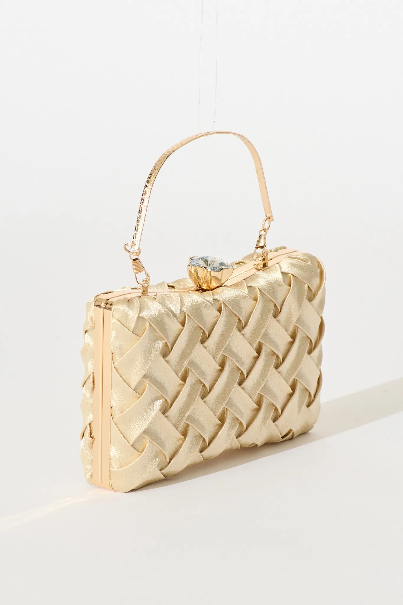 Lila Clutch Bag In Gold Textured Satin sold by St Frock product image thumbnail 5