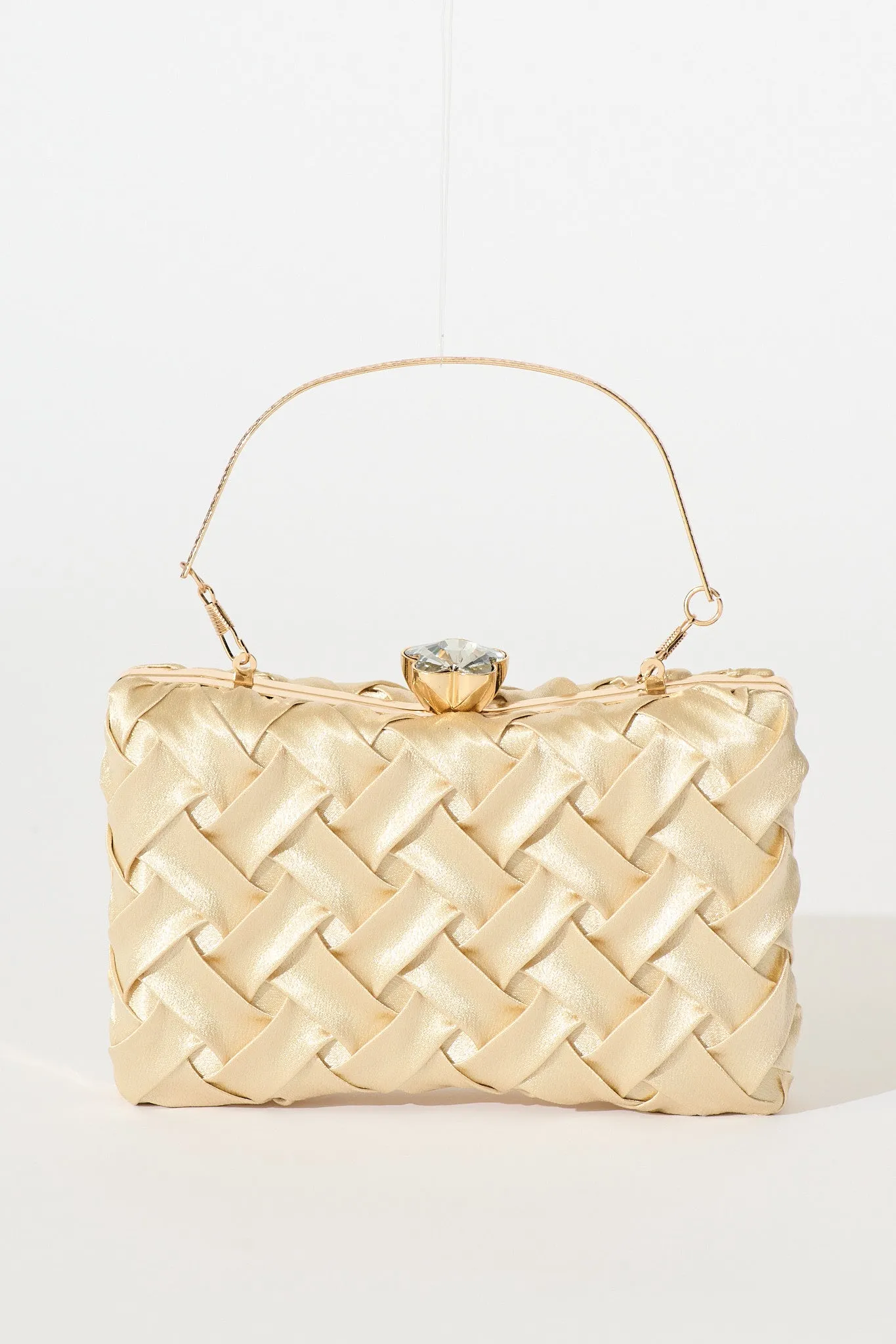 Lila Clutch Bag In Gold Textured Satin sold by St Frock