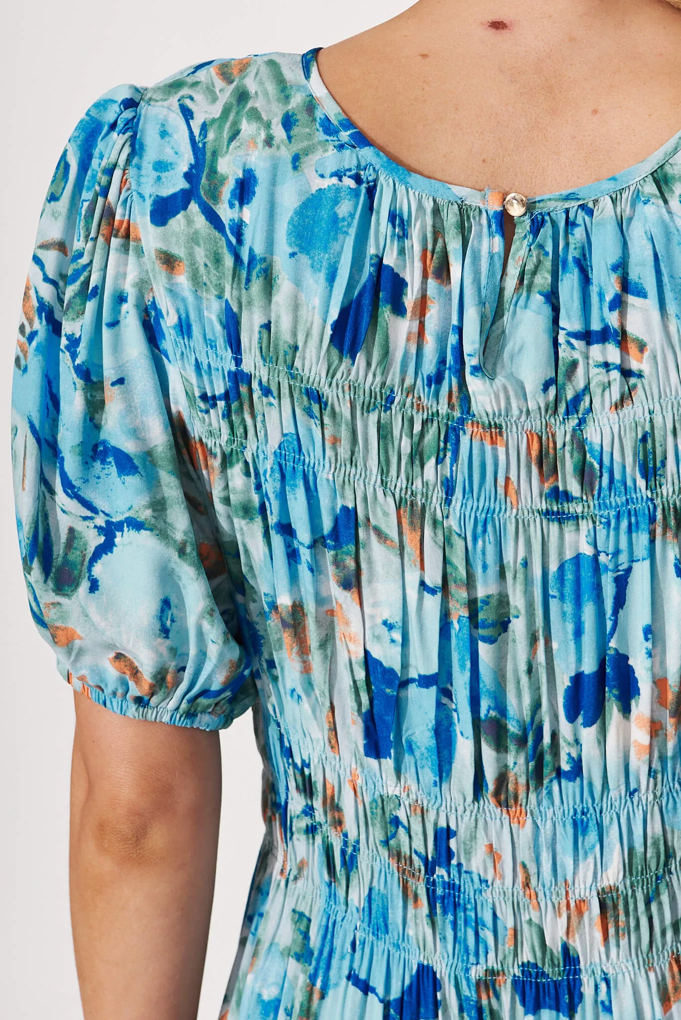 Paulini Midi Dress In Blue Floral sold by St Frock product image thumbnail 5