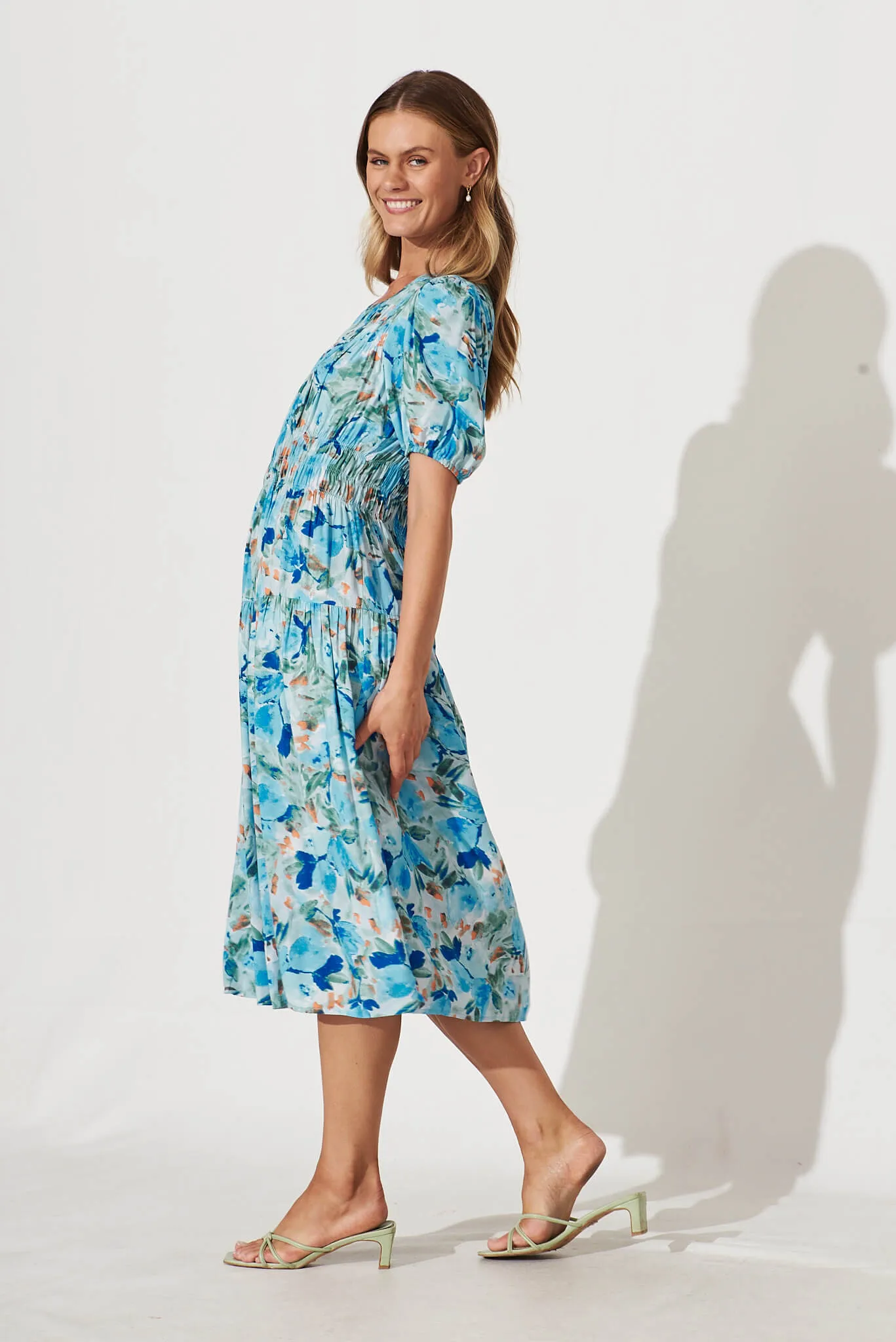 Paulini Midi Dress In Blue Floral sold by St Frock product image thumbnail 3
