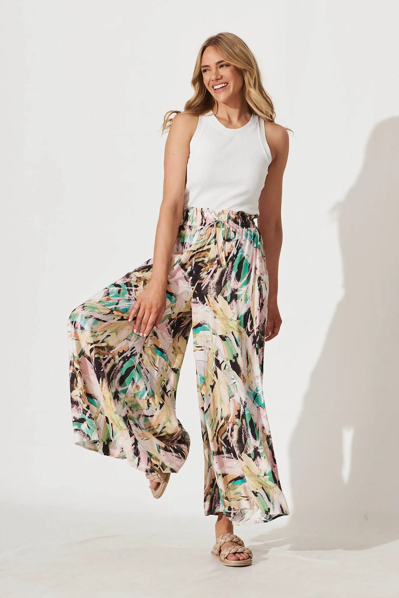 Mariah Pant In Multi Brushstroke Print sold by St Frock product image thumbnail 5