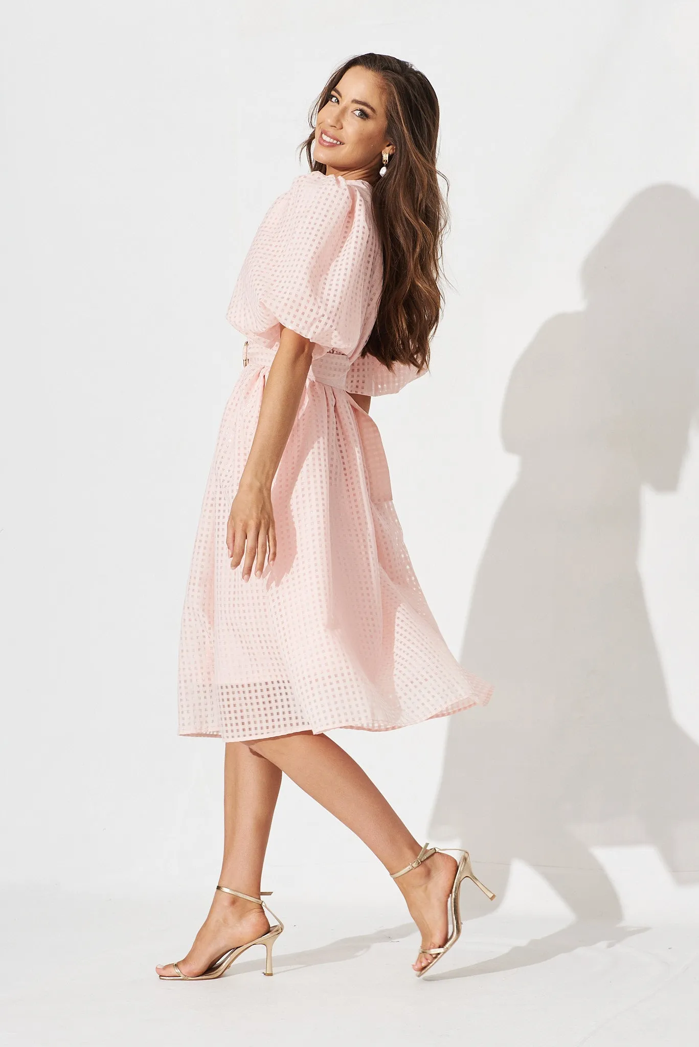 Partie Midi Dress In Pale Pink Organza sold by St Frock product image thumbnail 3