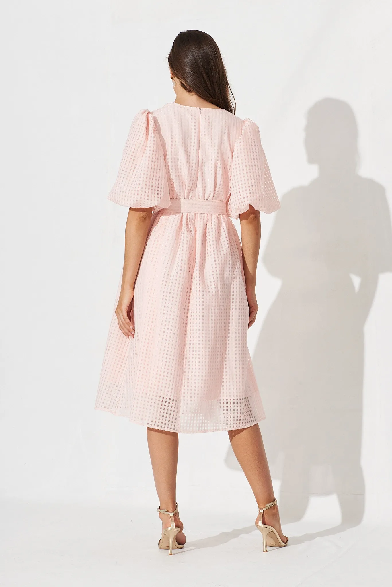 Partie Midi Dress In Pale Pink Organza sold by St Frock product image thumbnail 4