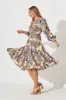 Harper Midi Dress In Blue Tile Print sold by St Frock