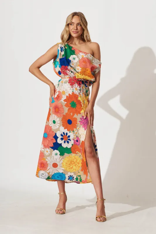 Melinda Maxi Dress In Bright Multi Floral sold by St Frock
