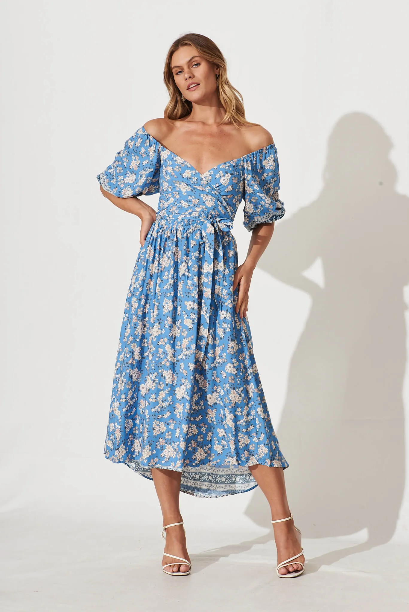 Mali Midi Dress In Blue Floral sold by St Frock