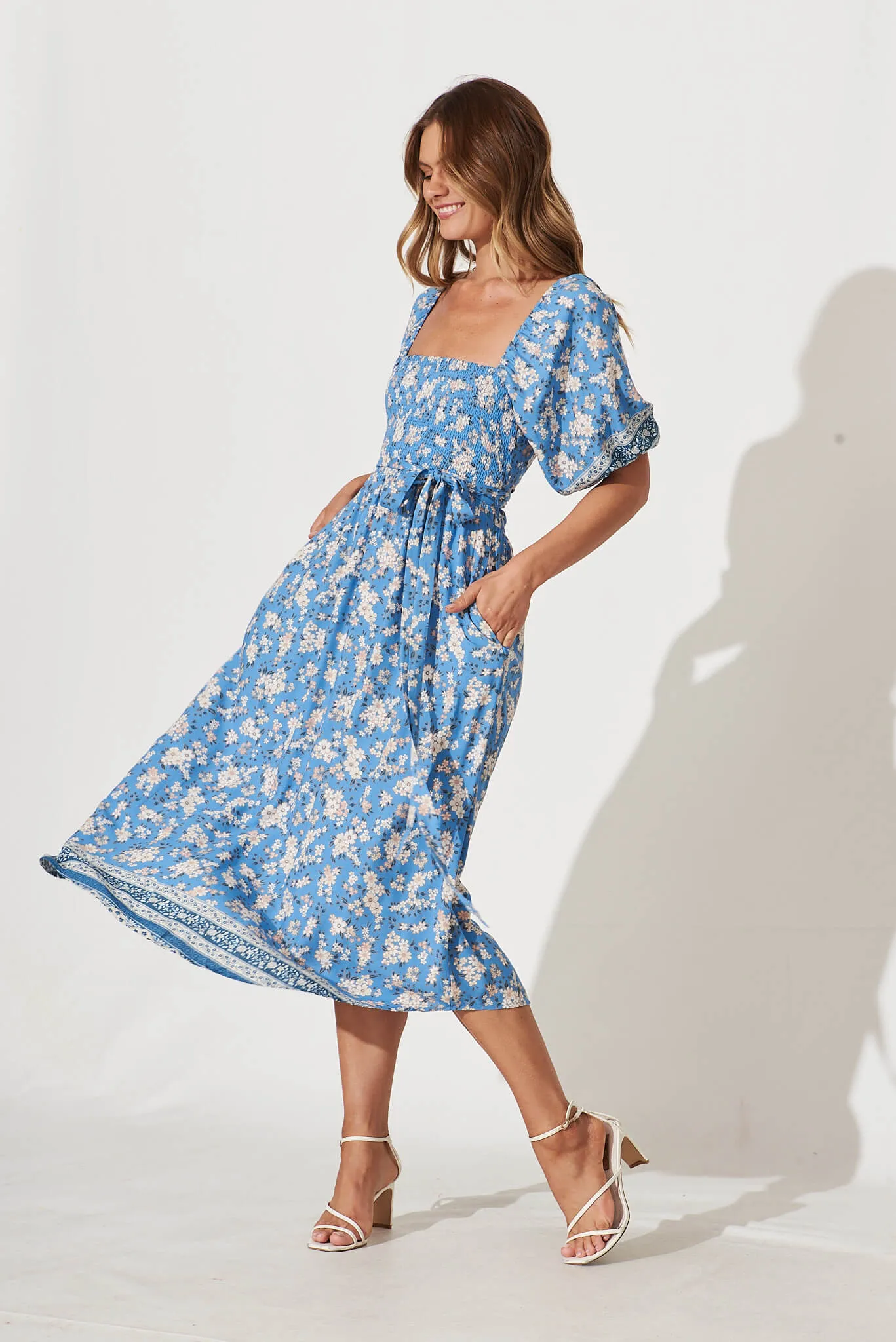 Mali Midi Dress In Blue Floral sold by St Frock product image thumbnail 5