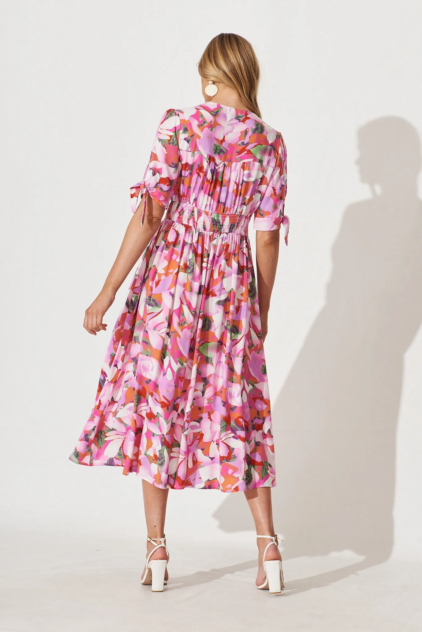 Akari Midi Dress In Purple Multi Watercolour Floral sold by St Frock product image thumbnail 4