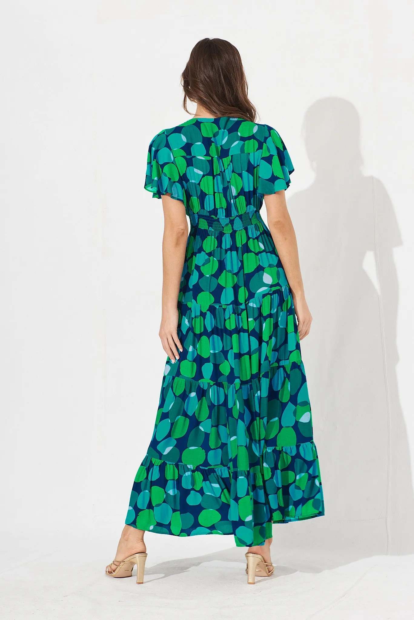 Sarina Maxi Dress In Navy With Blue Multi Print sold by St Frock product image thumbnail 4