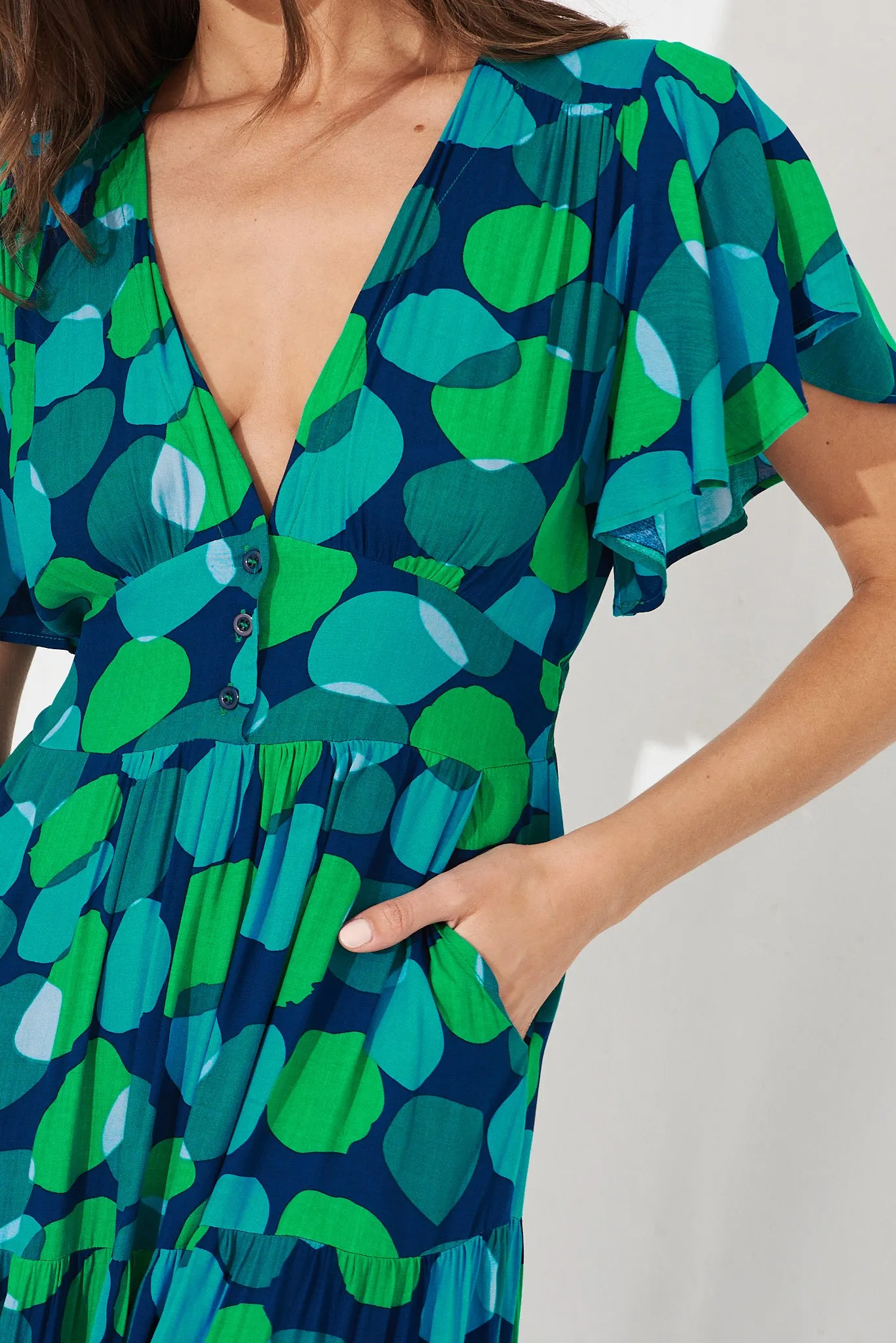 Sarina Maxi Dress In Navy With Blue Multi Print sold by St Frock product image thumbnail 5