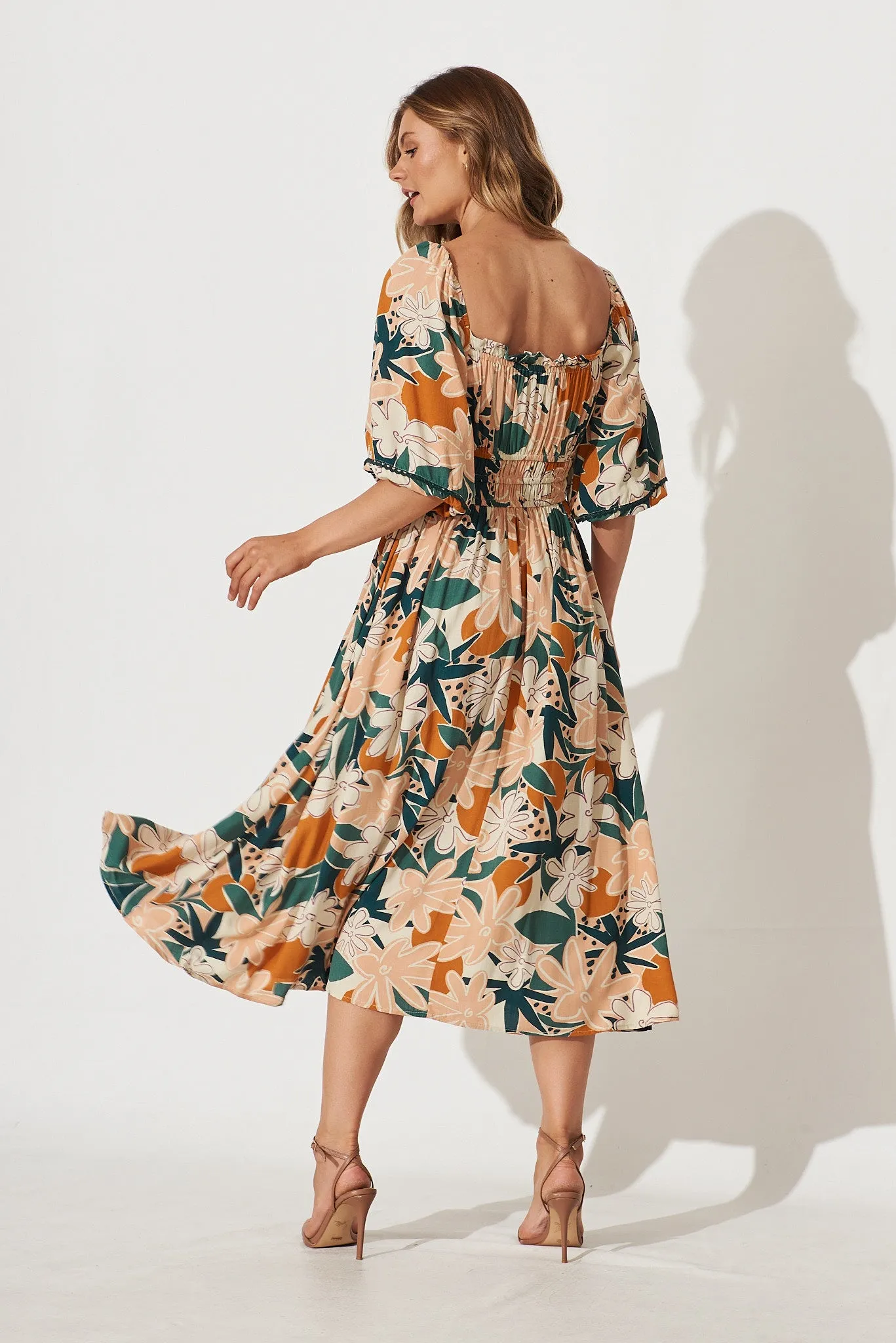 Lani Midi Dress In Multi Floral Bamboo Rayon sold by St Frock product image thumbnail 4