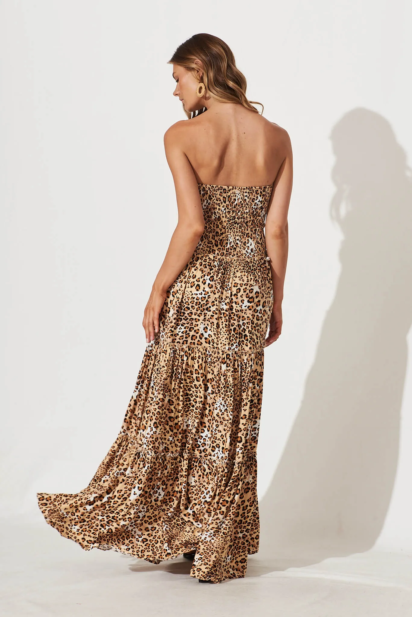 Yani Maxi Dress In Beige With Brown Leopard Print sold by St Frock product image thumbnail 4