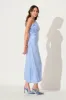 Toulon One Shoulder Maxi Dress In Pale Blue Satin sold by St Frock