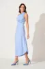 Toulon One Shoulder Maxi Dress In Pale Blue Satin sold by St Frock
