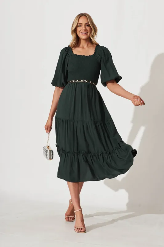 Lovejoy Midi Dress In Emerald sold by St Frock