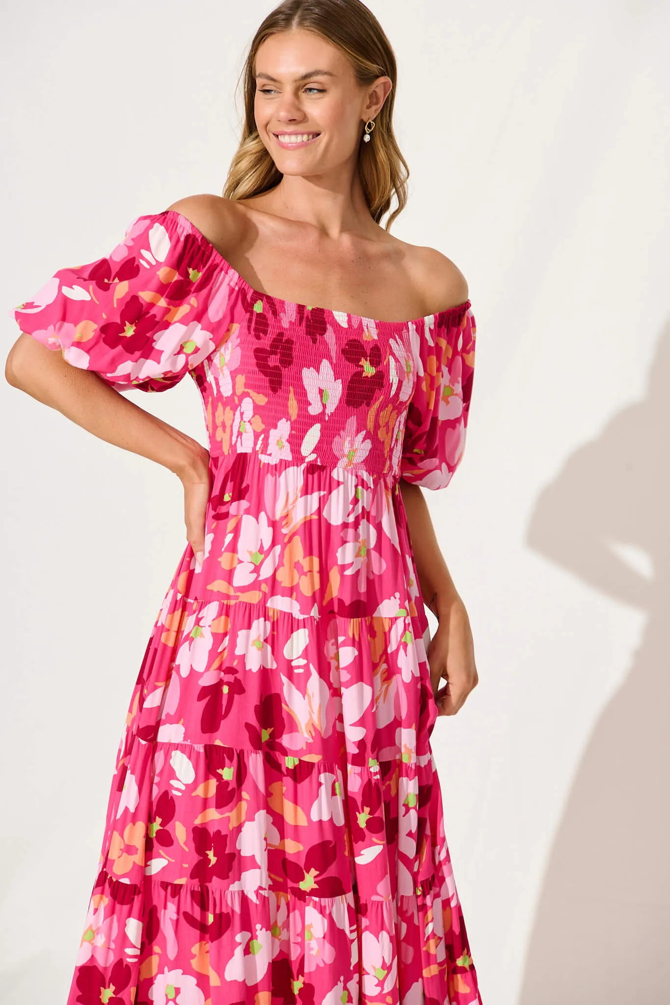 Lucy Maxi Dress In Multi Pink Floral sold by St Frock product image thumbnail 2
