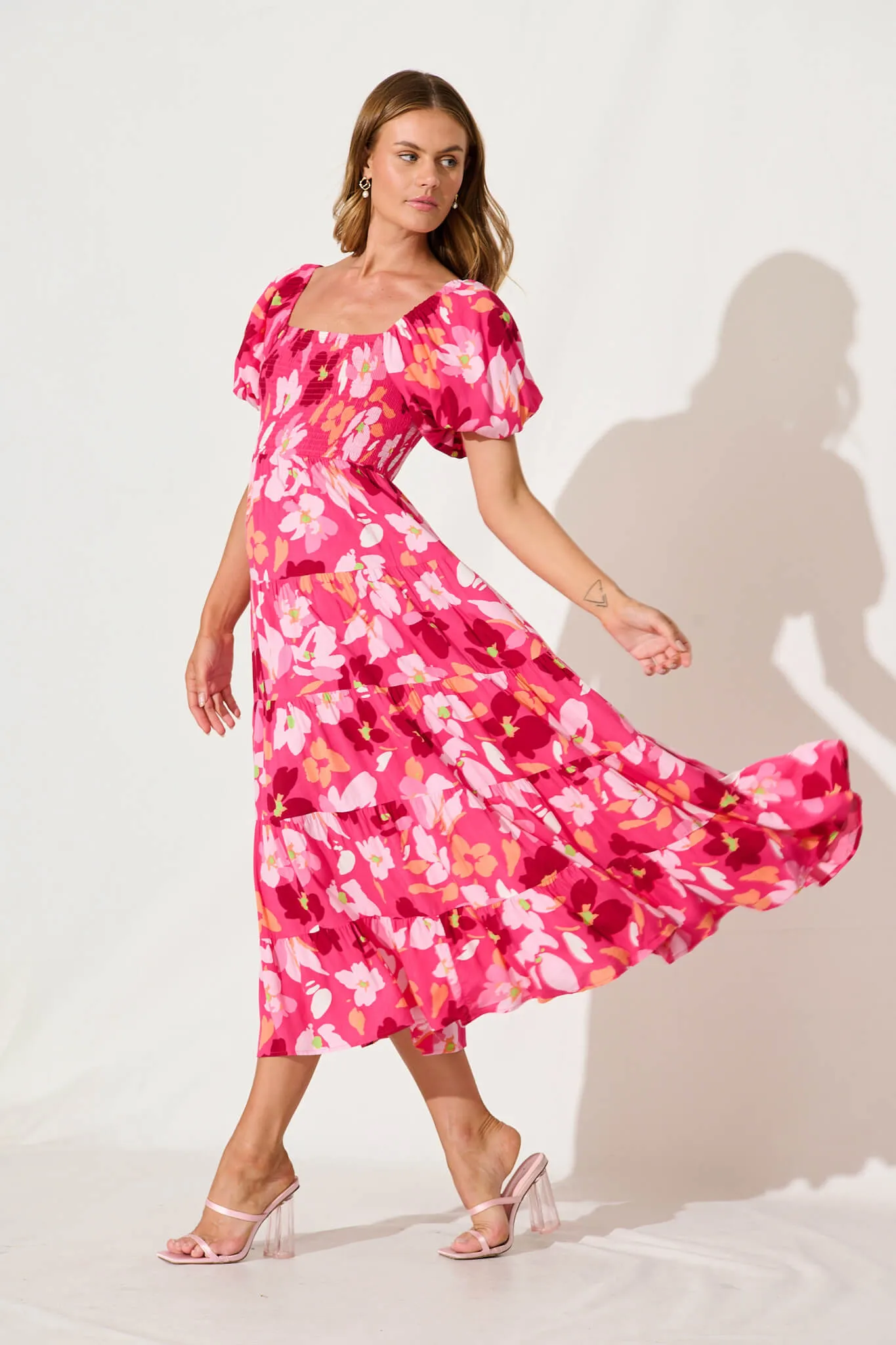 Lucy Maxi Dress In Multi Pink Floral sold by St Frock product image thumbnail 3