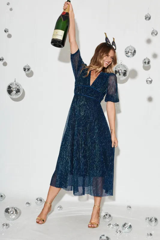 Mana Maxi Dress In Blue Lurex sold by St Frock