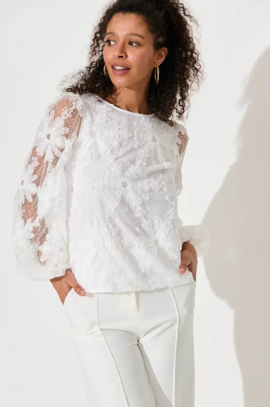 Zoelle Top In White Floral Organza sold by St Frock