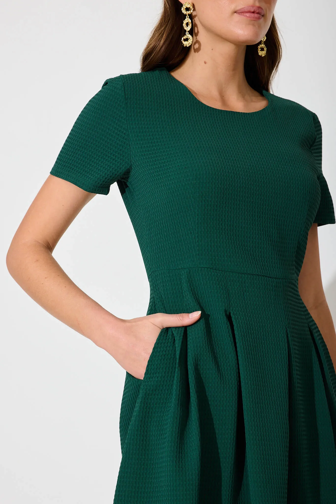 Elizabeth Dress In Textured Emerald sold by St Frock product image thumbnail 5