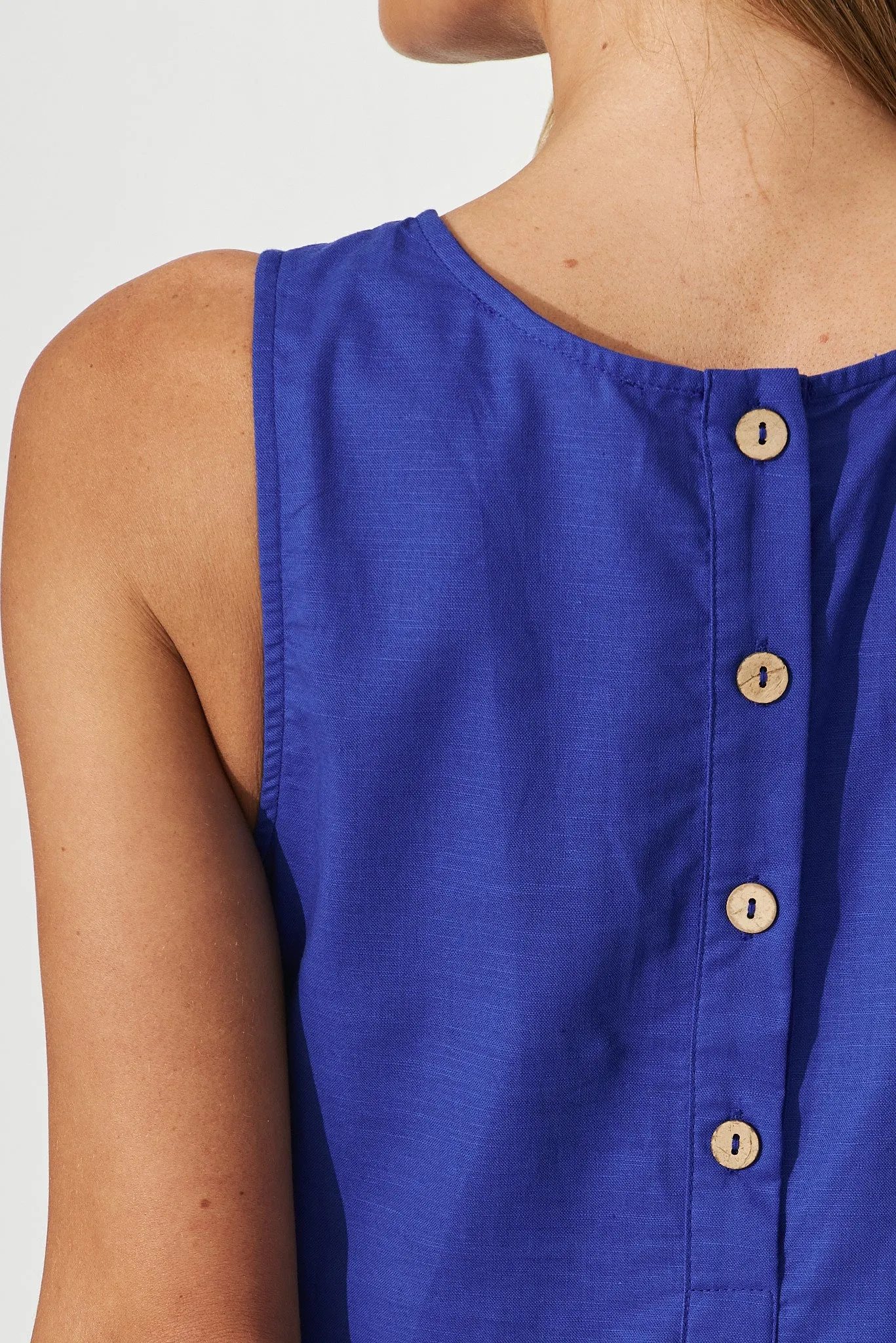 Nayeli Midi Dress In Royal Blue Linen Blend sold by St Frock product image thumbnail 5