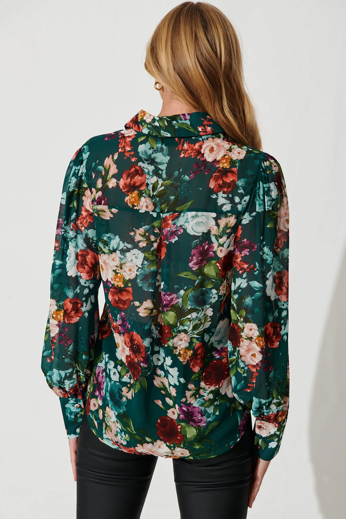 Mavis Shirt In Emerald Floral sold by St Frock product image thumbnail 3