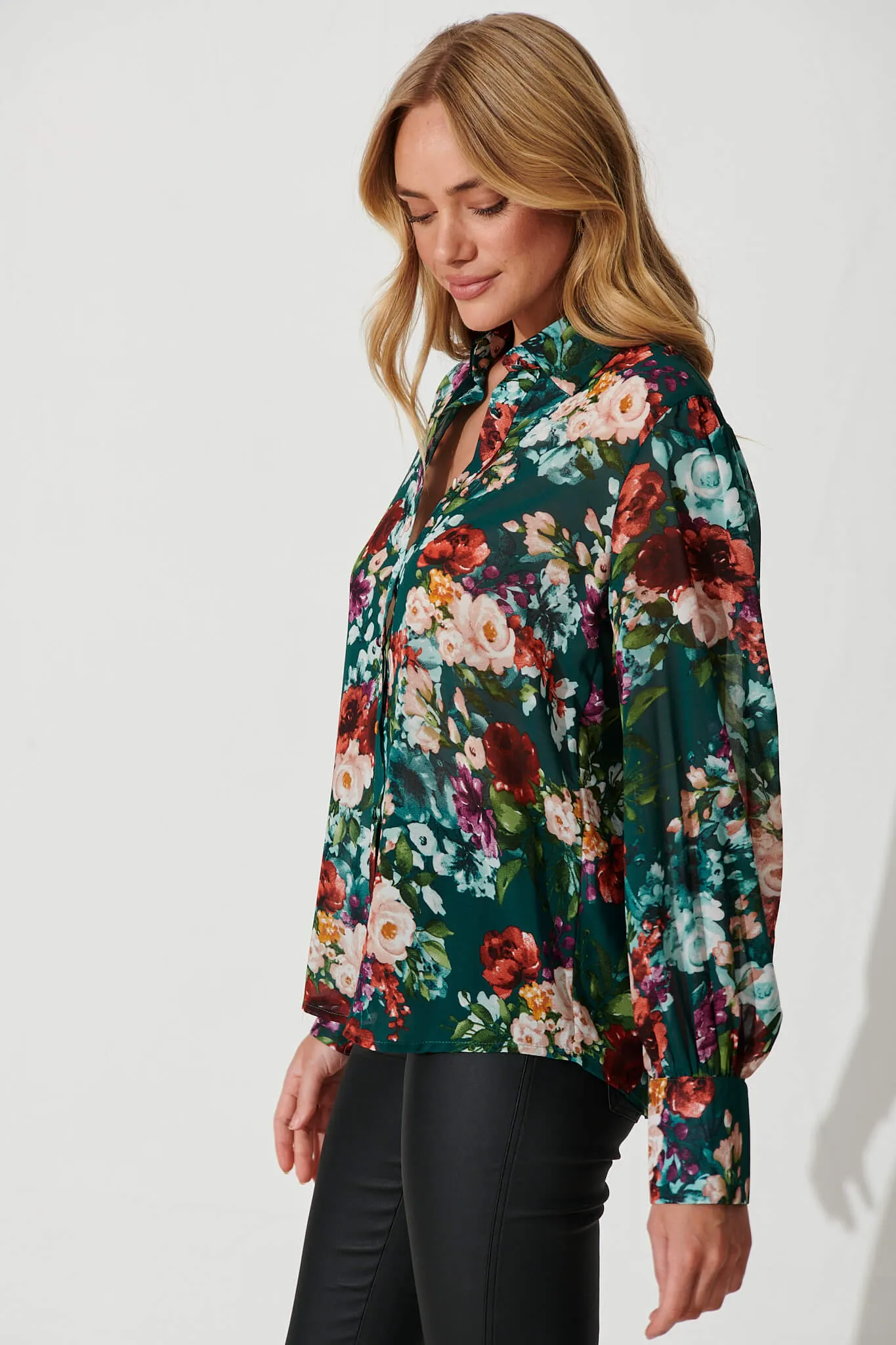 Mavis Shirt In Emerald Floral sold by St Frock product image thumbnail 2