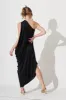 Goddess One Shoulder Maxi Dress in Black sold by St Frock