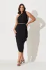 Goddess One Shoulder Maxi Dress in Black sold by St Frock