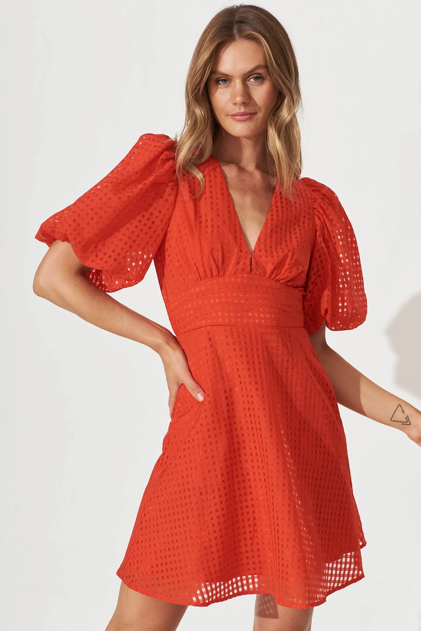 Leona Dress In Red Organza sold by St Frock product image thumbnail 3