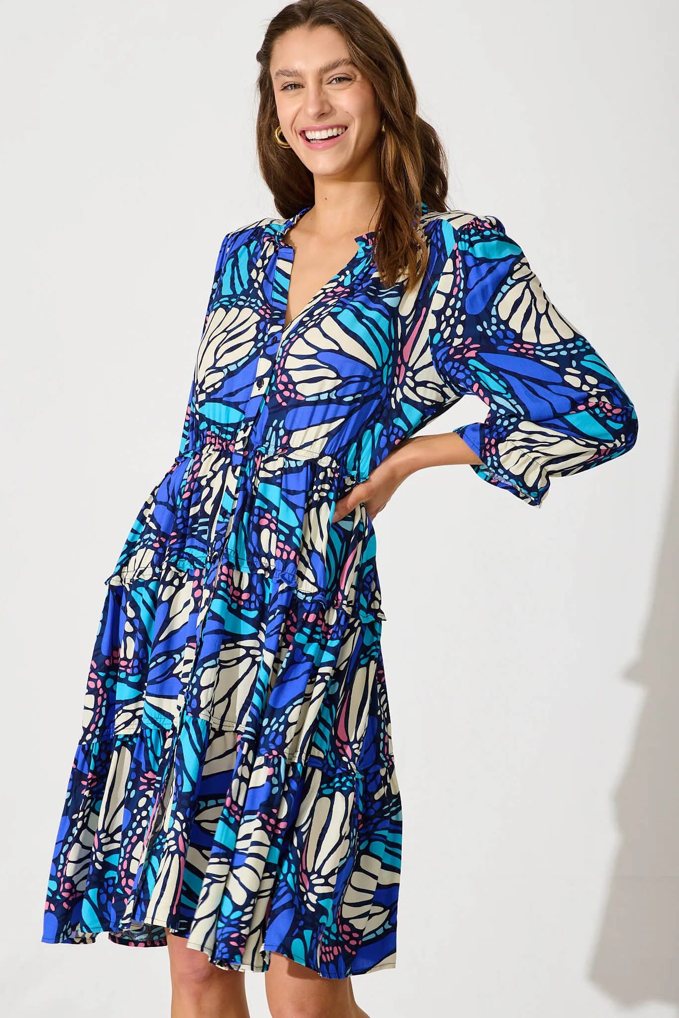 Bloomfield Dress In Blue Multi Print sold by St Frock product image thumbnail 2
