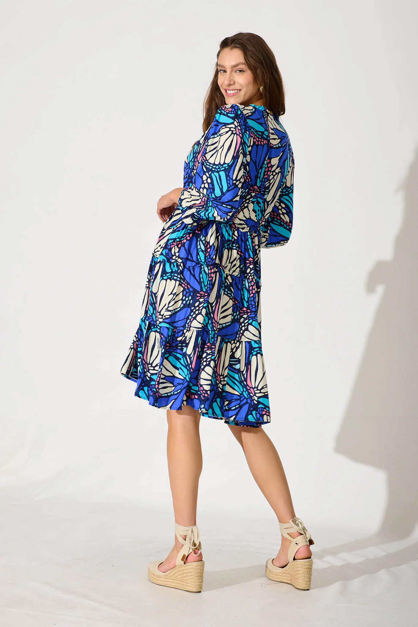 Bloomfield Dress In Blue Multi Print sold by St Frock product image thumbnail 4