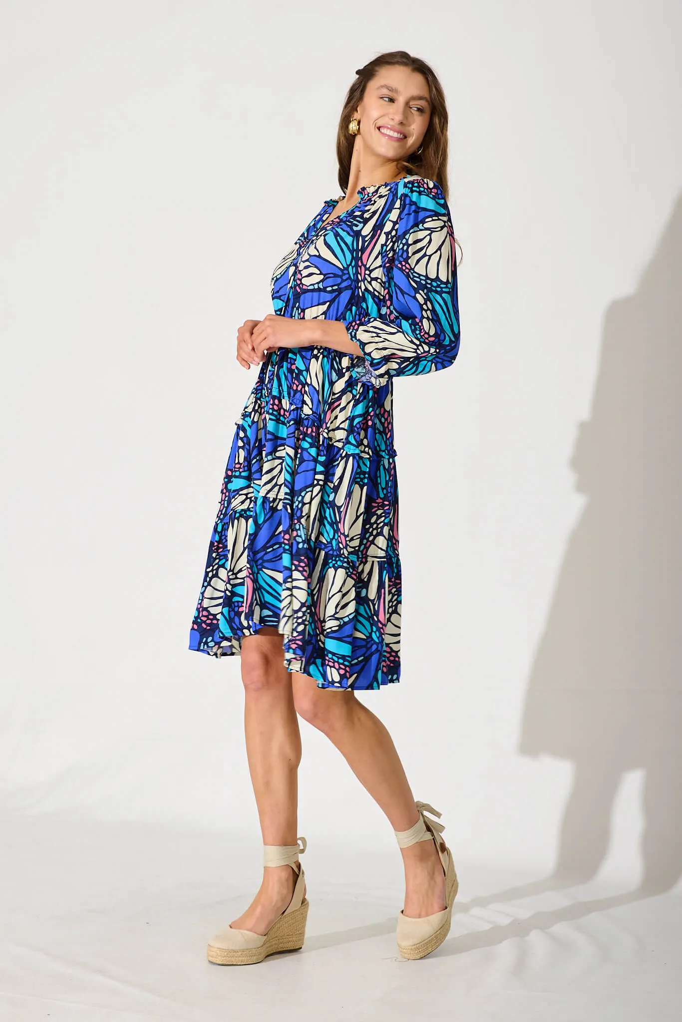 Bloomfield Dress In Blue Multi Print sold by St Frock product image thumbnail 3