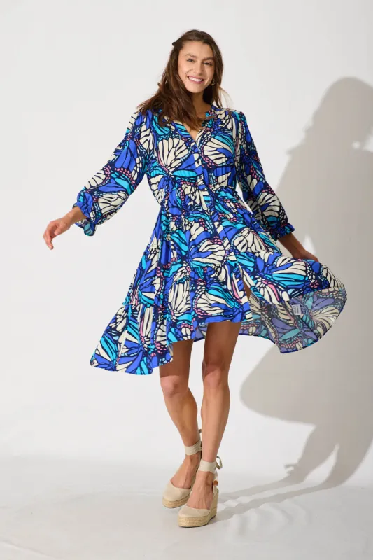 Bloomfield Dress In Blue Multi Print sold by St Frock
